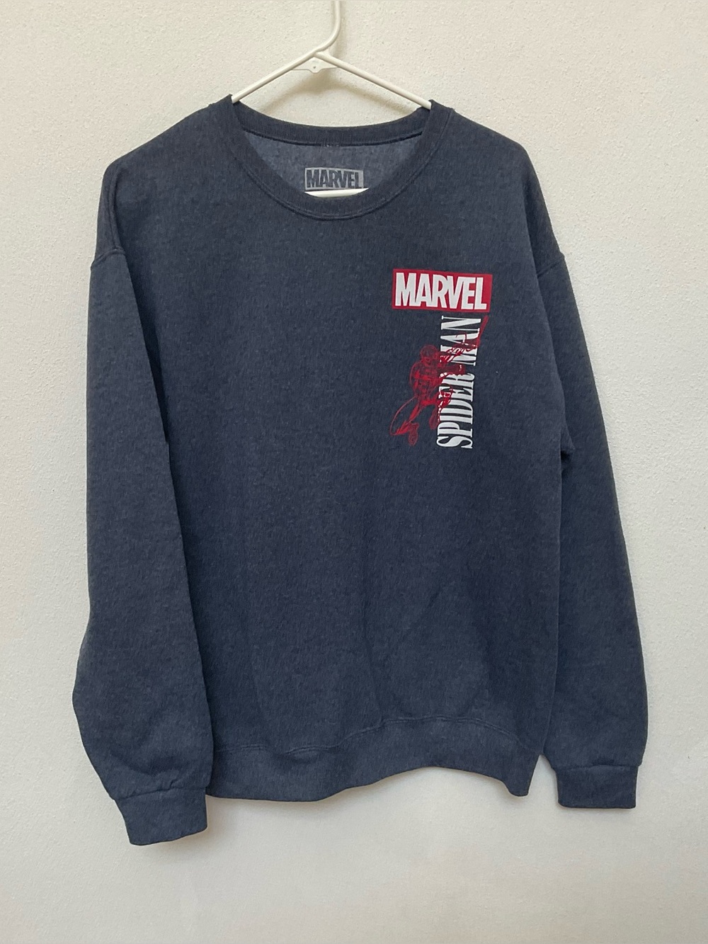 Marvel Spiderman Navy Blue Heather Graphic Sweatshirt Size Med Superhero
